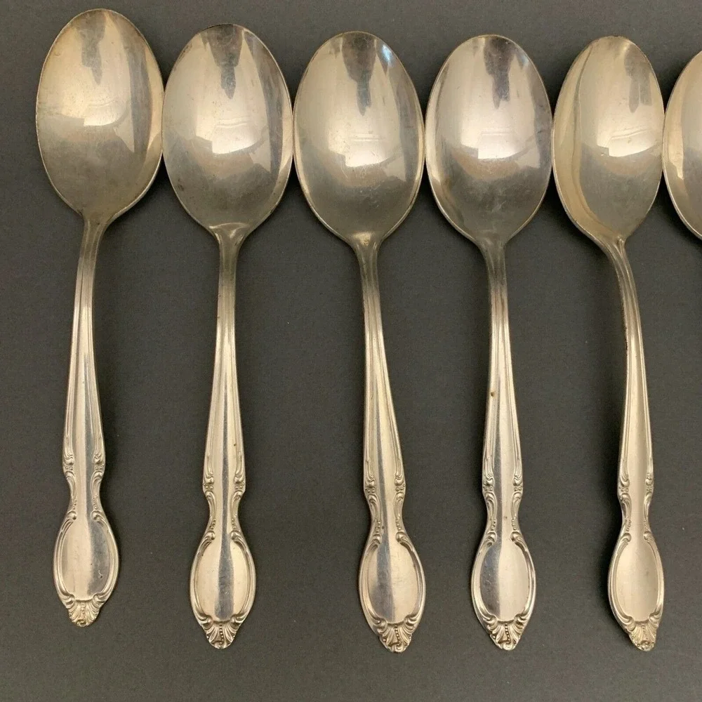 Wm Rogers International Silver Precious Mirror Silverplate 6 7/8 Spoons Lot of 8